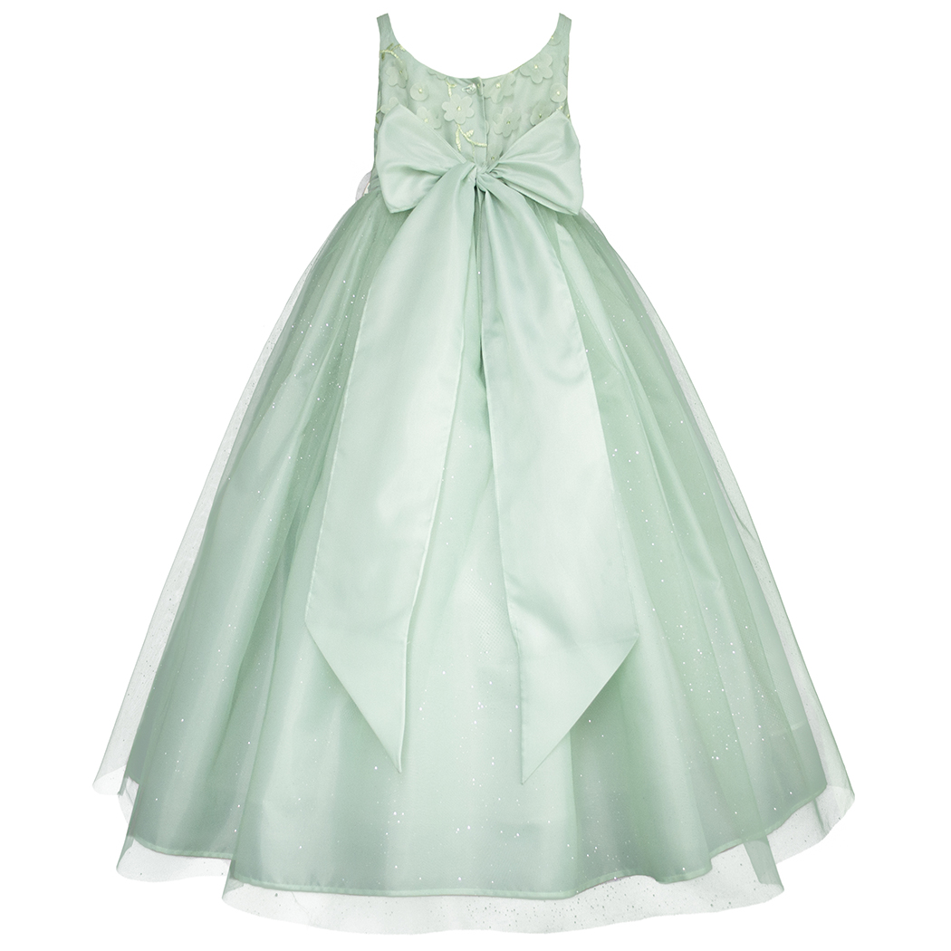 Foto 4 pulgar | Vestido De Fiesta Verde Pastel Con Tul Y Flores Gerat
