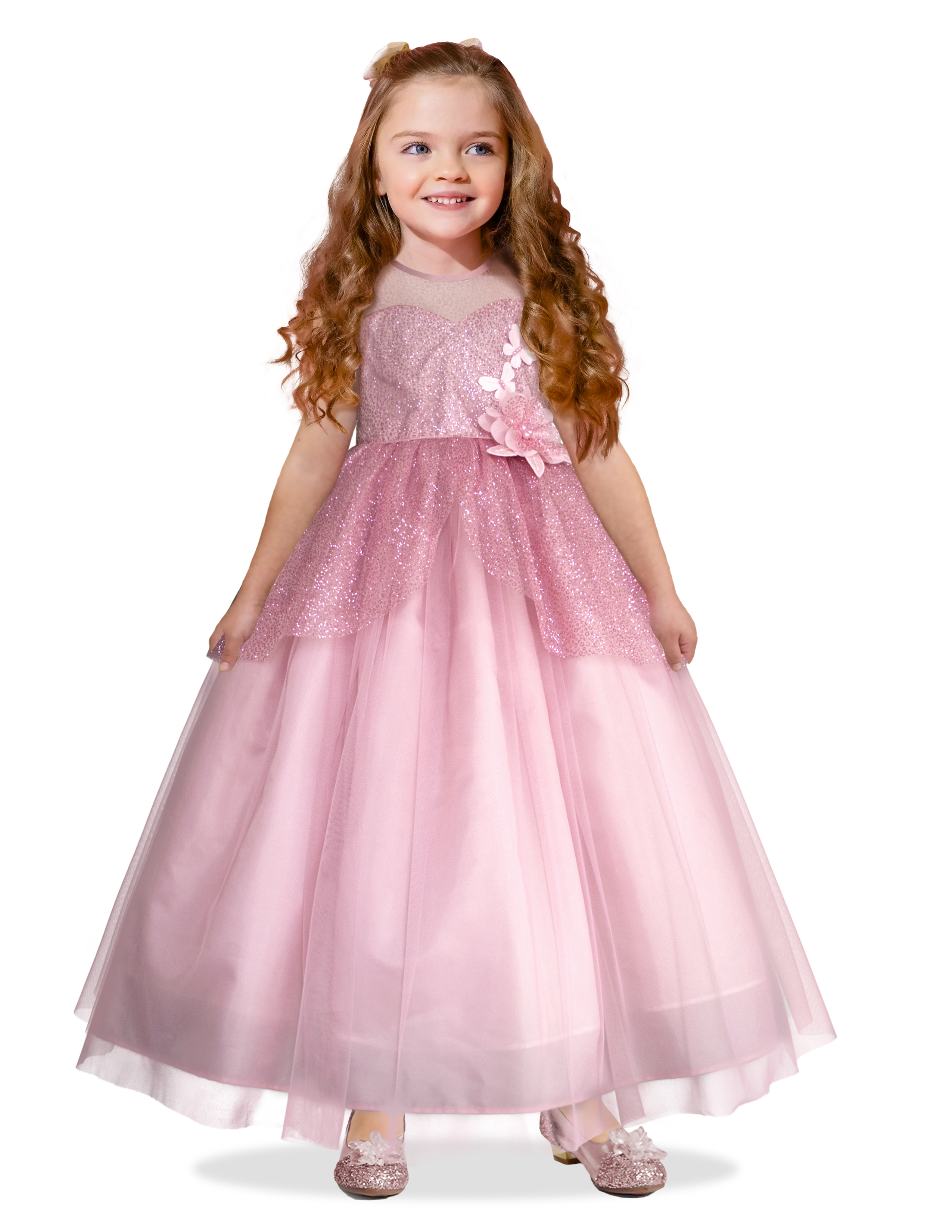 Foto 2 pulgar | Vestido de Fiesta Gerat con Brillos y Tul Rosa para Niña