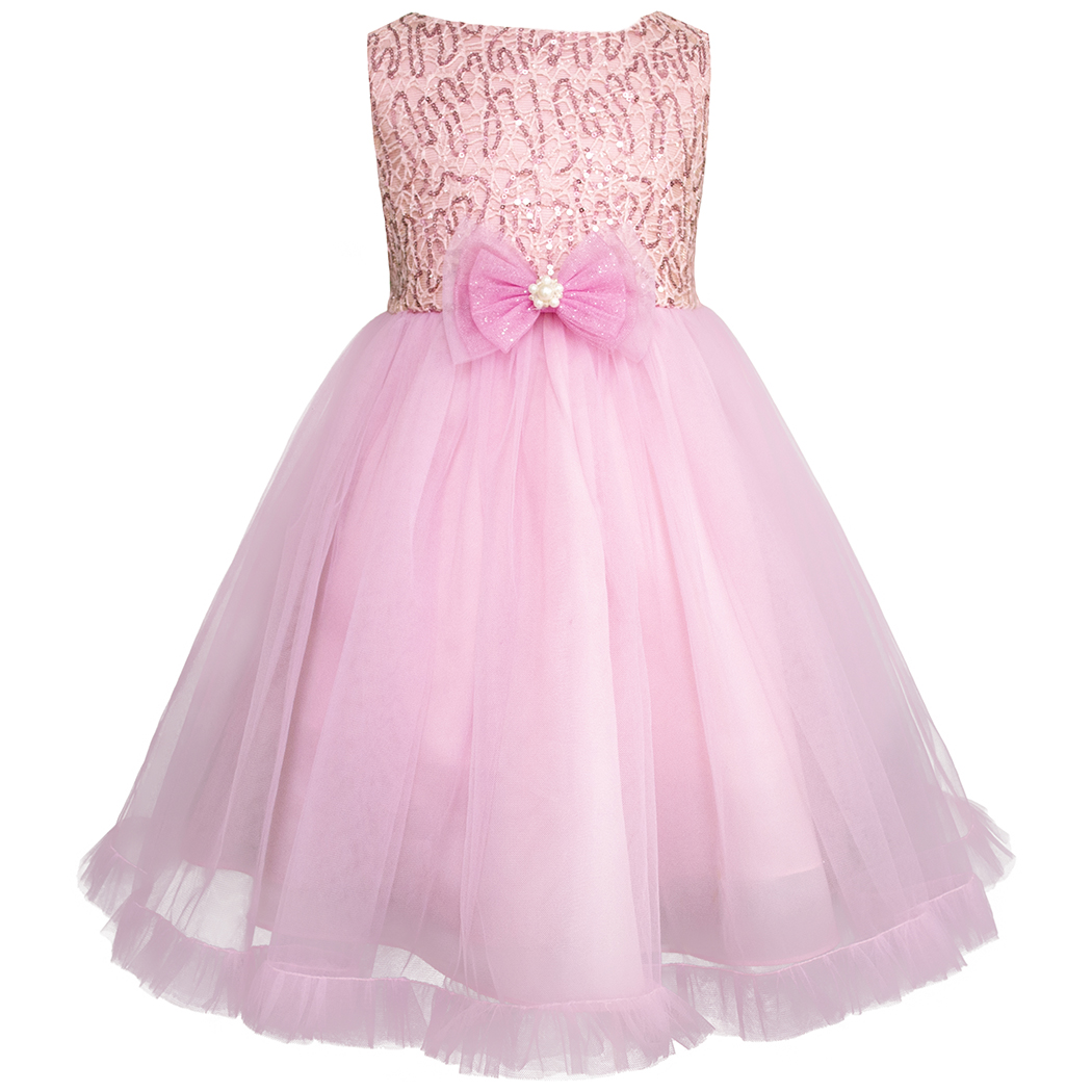 Foto 3 pulgar | Vestido De Fiesta Rosa Con Encaje Y Tul Para Niñas