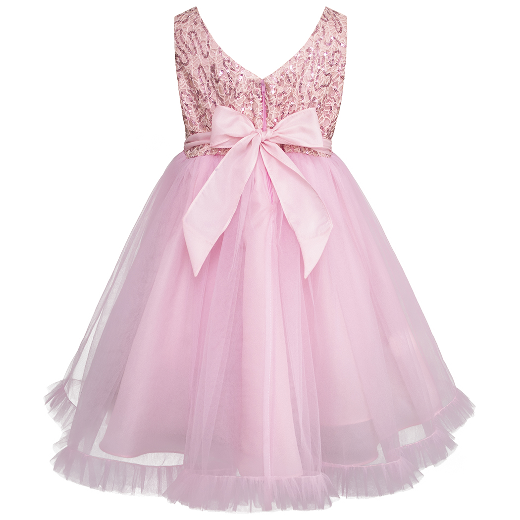 Foto 4 pulgar | Vestido De Fiesta Rosa Con Encaje Y Tul Para Niñas