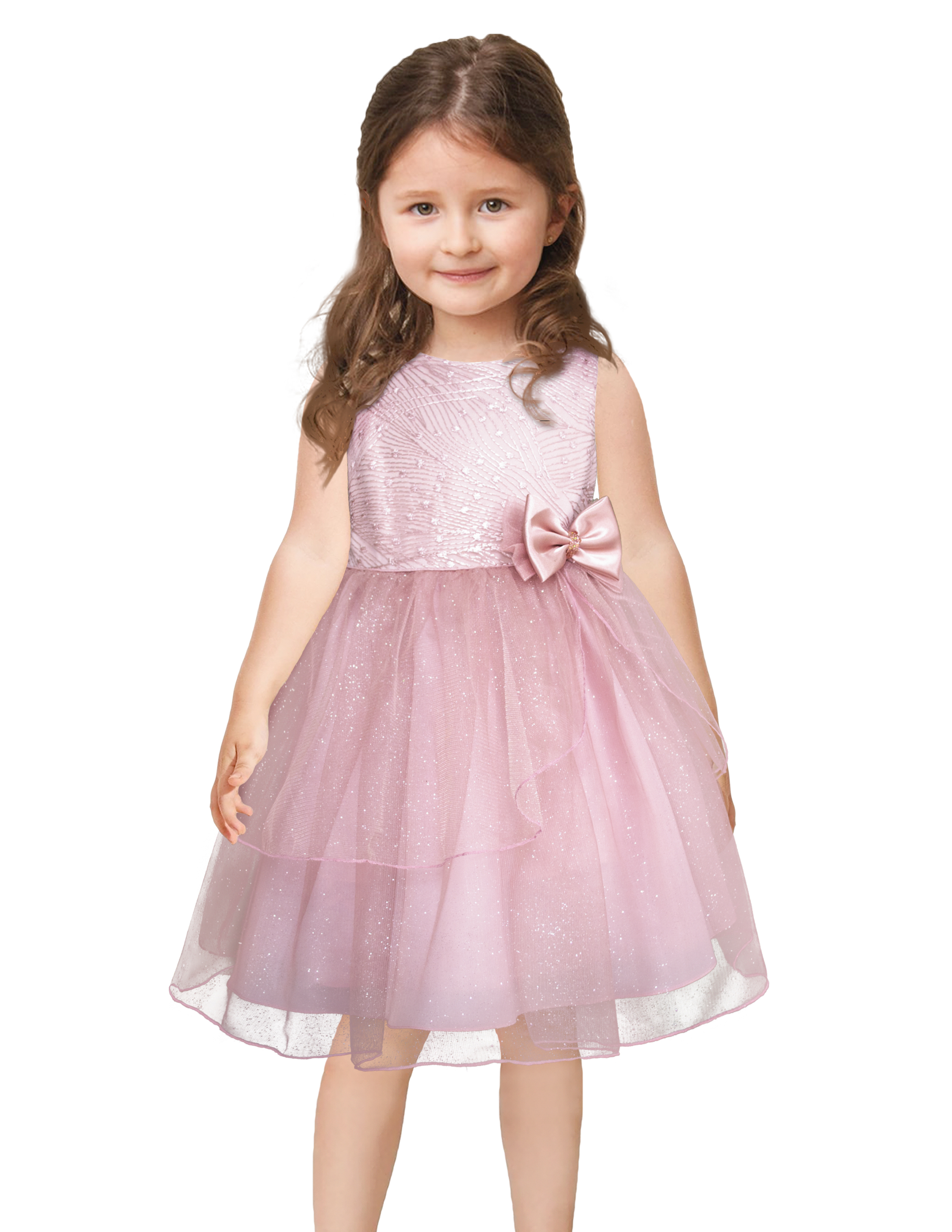 Foto 1 | Vestido de Fiesta Gert Rosa con Brillos y Tul en Capas para Niñas