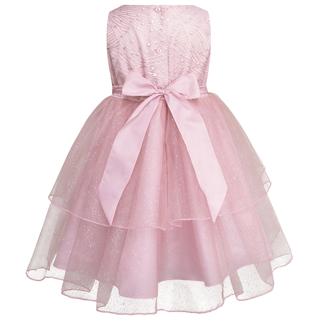 Foto 4 pulgar | Vestido de Fiesta Gert Rosa con Brillos y Tul en Capas para Niñas