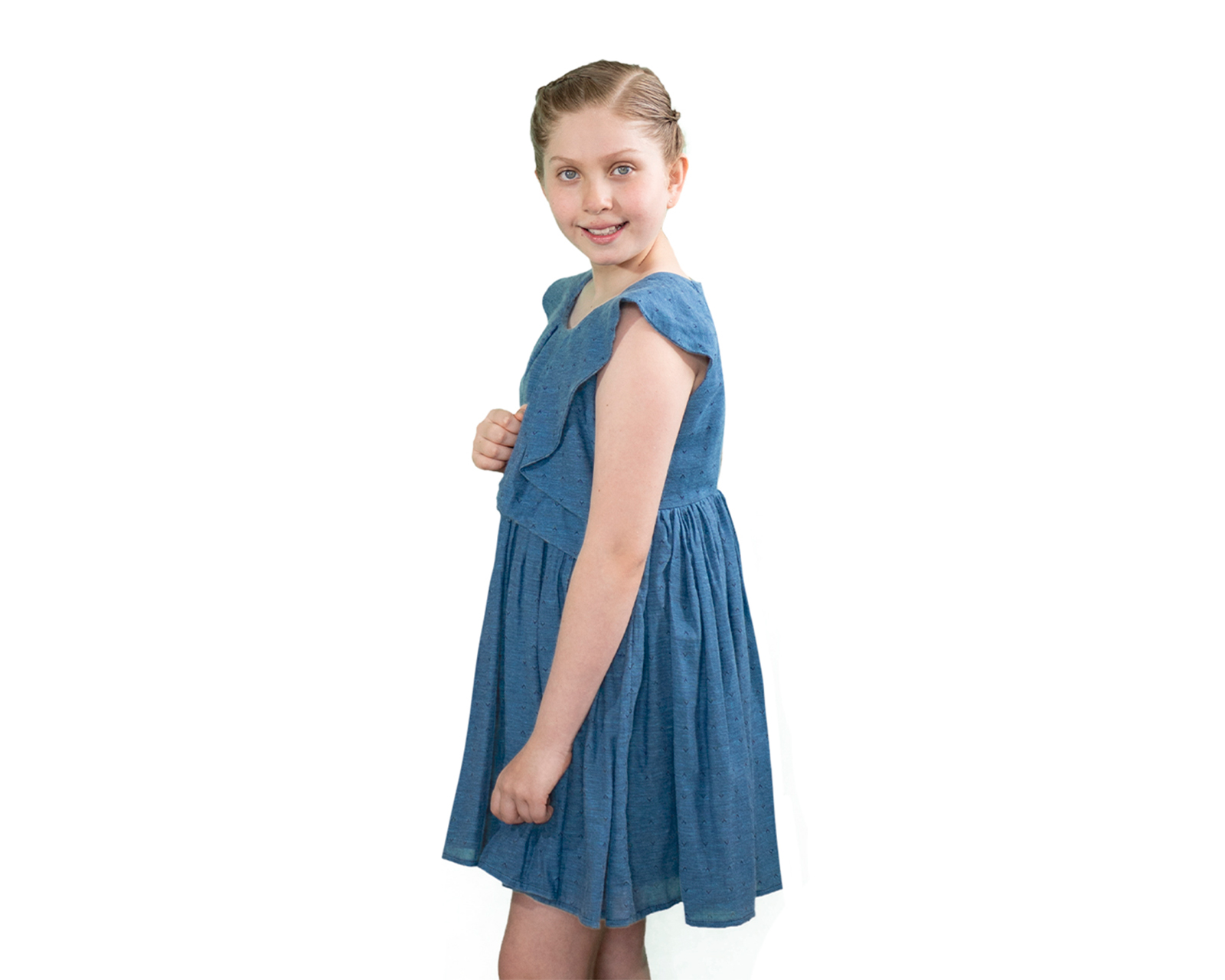Foto 3 pulgar | Vestido Para Niña Carana Corto, Sin Mangas Con Adornos, Corte Amplio Color Azul