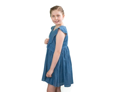 Foto 2 | Vestido Para Niña Carana Corto, Sin Mangas Con Adornos, Corte Amplio Color Azul