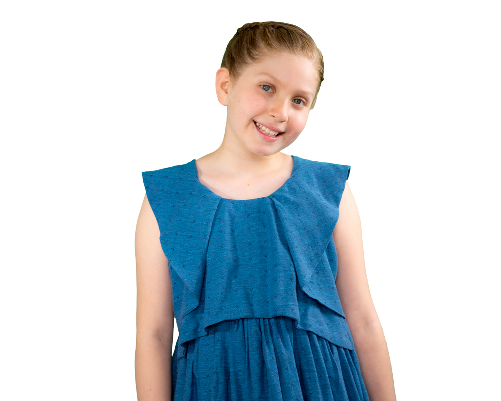 Foto 5 pulgar | Vestido Para Niña Carana Corto, Sin Mangas Con Adornos, Corte Amplio Color Azul