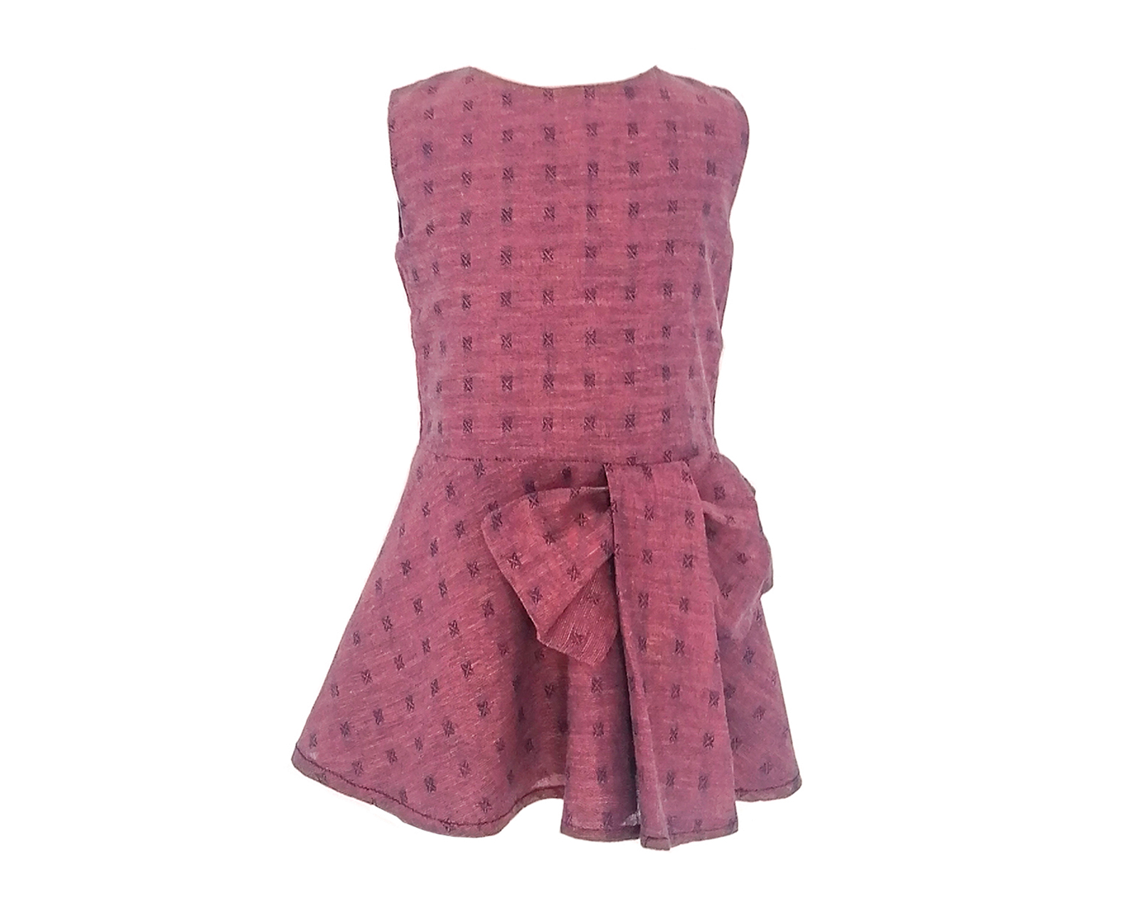 Foto 2 pulgar | Vestido Para Niña Carana Corto, Sin Mangas Corte Circular Con Moño Color Naranja Fucsia