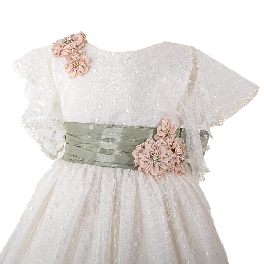 Foto 4 pulgar | Vestido de Primera Comunión Mima Lui Olivo Ivory Nude con Decoraciones
