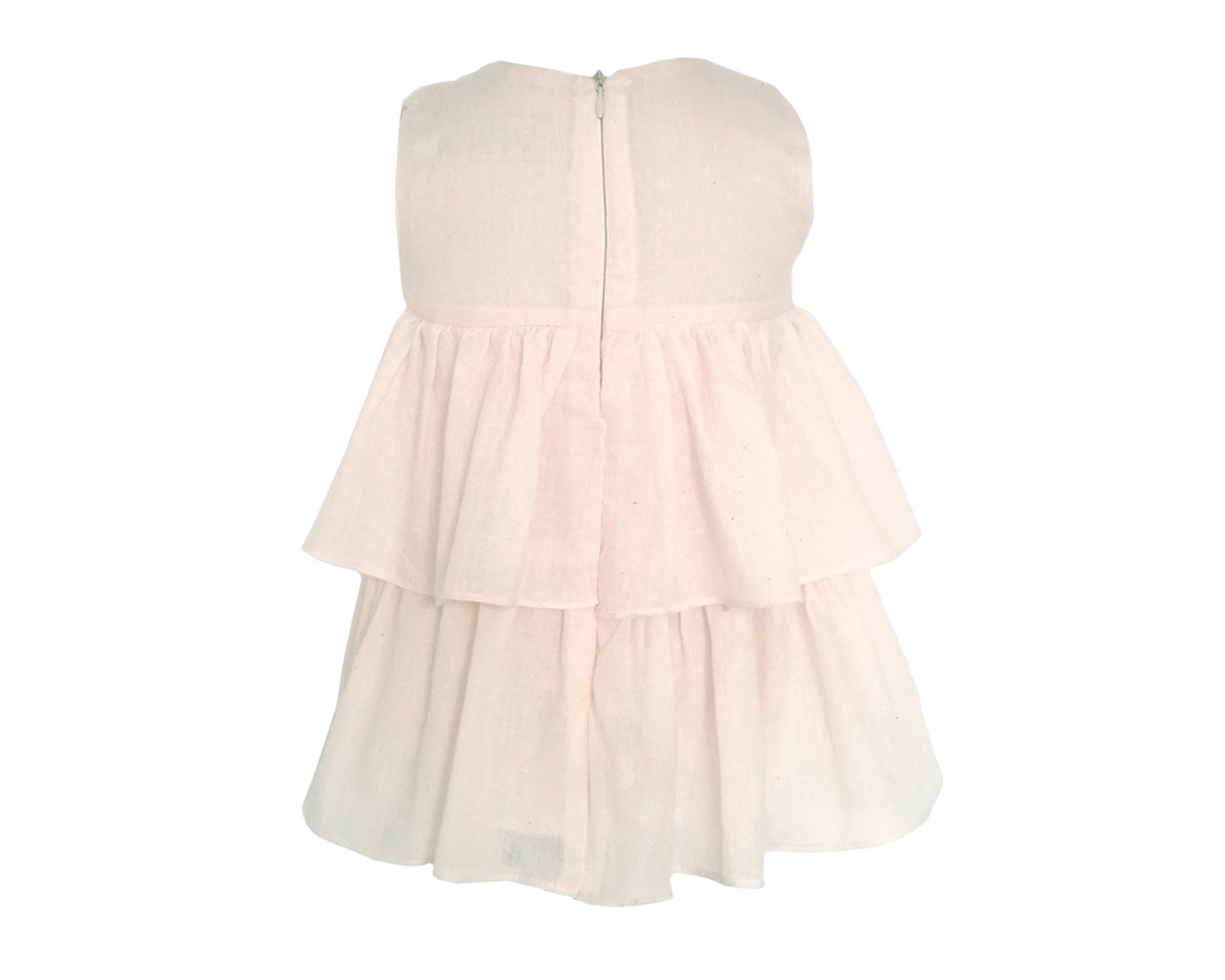 Foto 3 pulgar | Vestido Pata Niña Carana En Algodón Color Beige, Sin Mangas, Corte Pecho Con Dos Olanes
