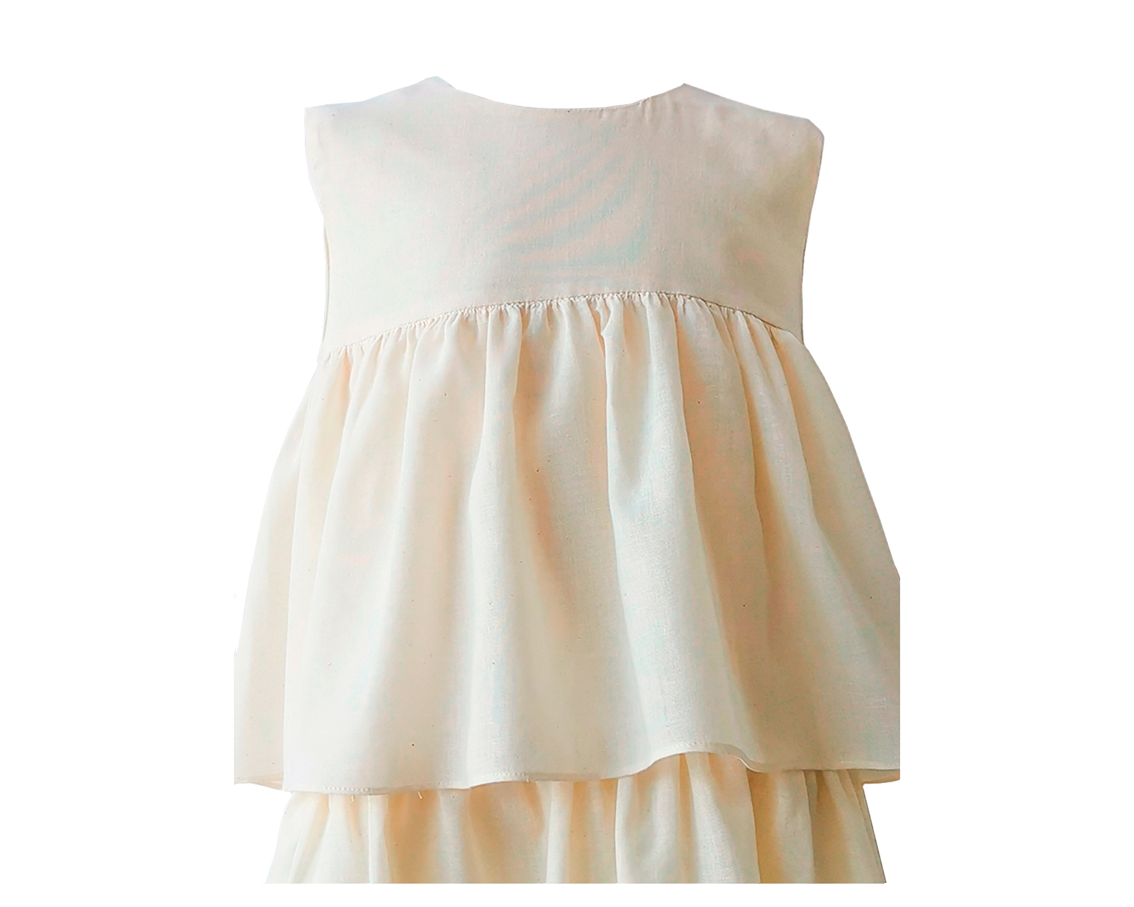 Foto 4 pulgar | Vestido Pata Niña Carana En Algodón Color Beige, Sin Mangas, Corte Pecho Con Dos Olanes