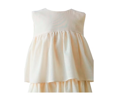 Foto 3 | Vestido Pata Niña Carana En Algodón Color Beige, Sin Mangas, Corte Pecho Con Dos Olanes