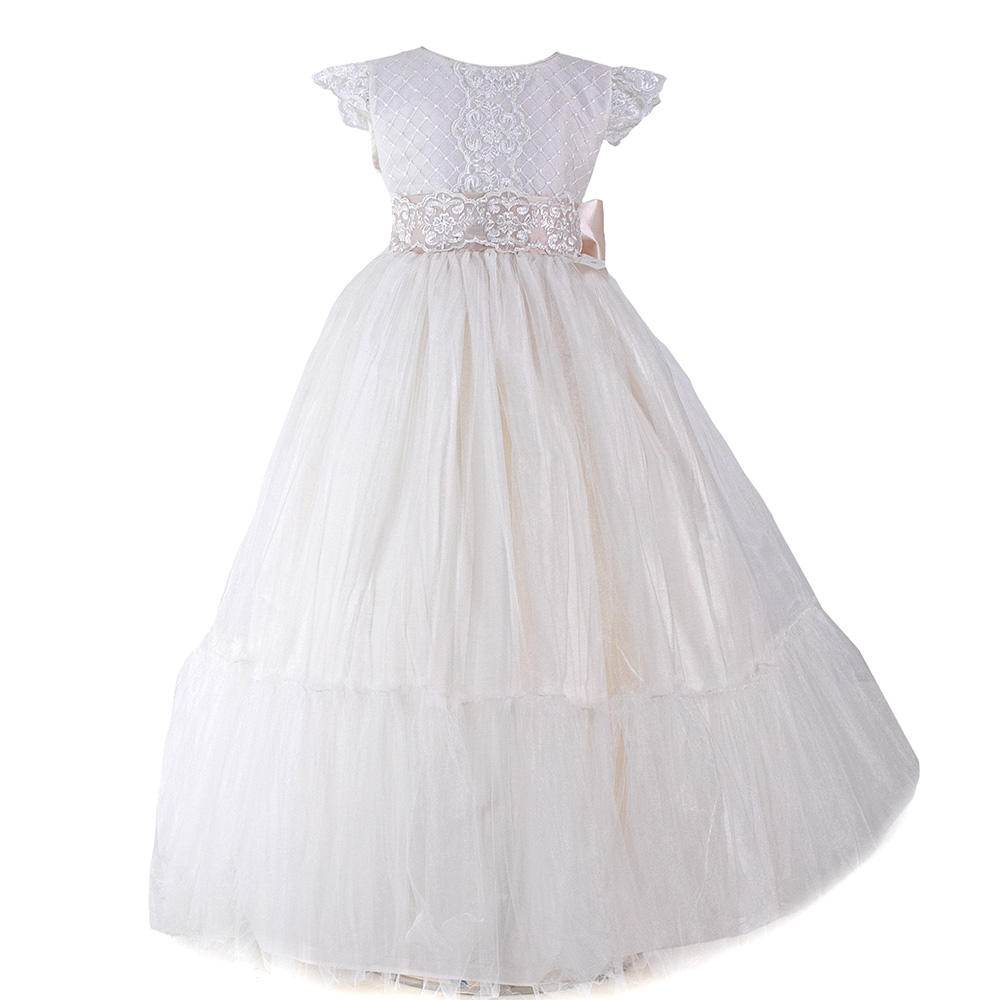 Foto 2 pulgar | Vestido de Primera Comunión Mima Lui Anis Ivory Nude con Talle Bordado
