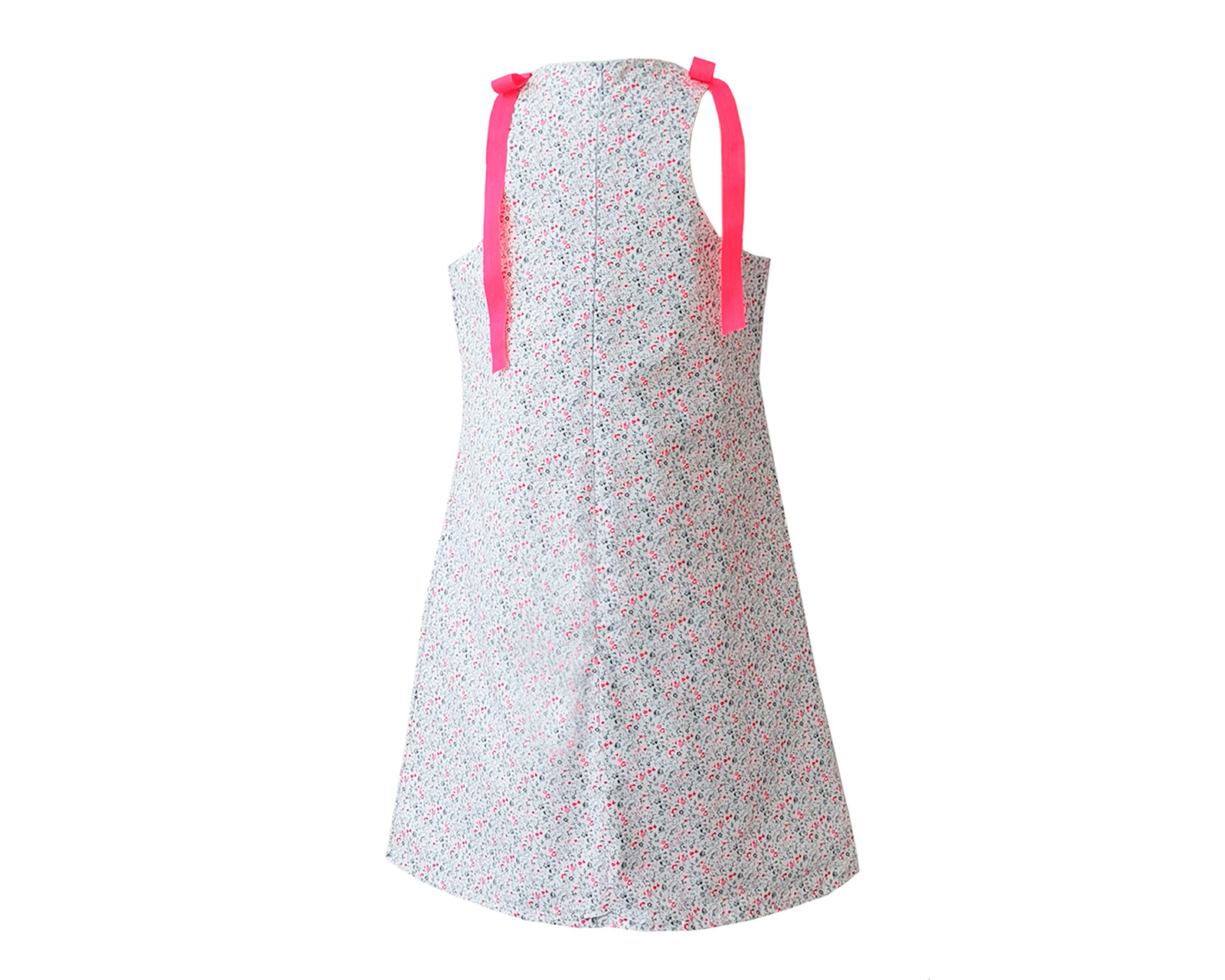 Foto 3 pulgar | Vestido Para Niña Carana En Color Blanco Con Mini Flores, Sin Mangas, Lineas A Con Adornos De Listones En Hombros