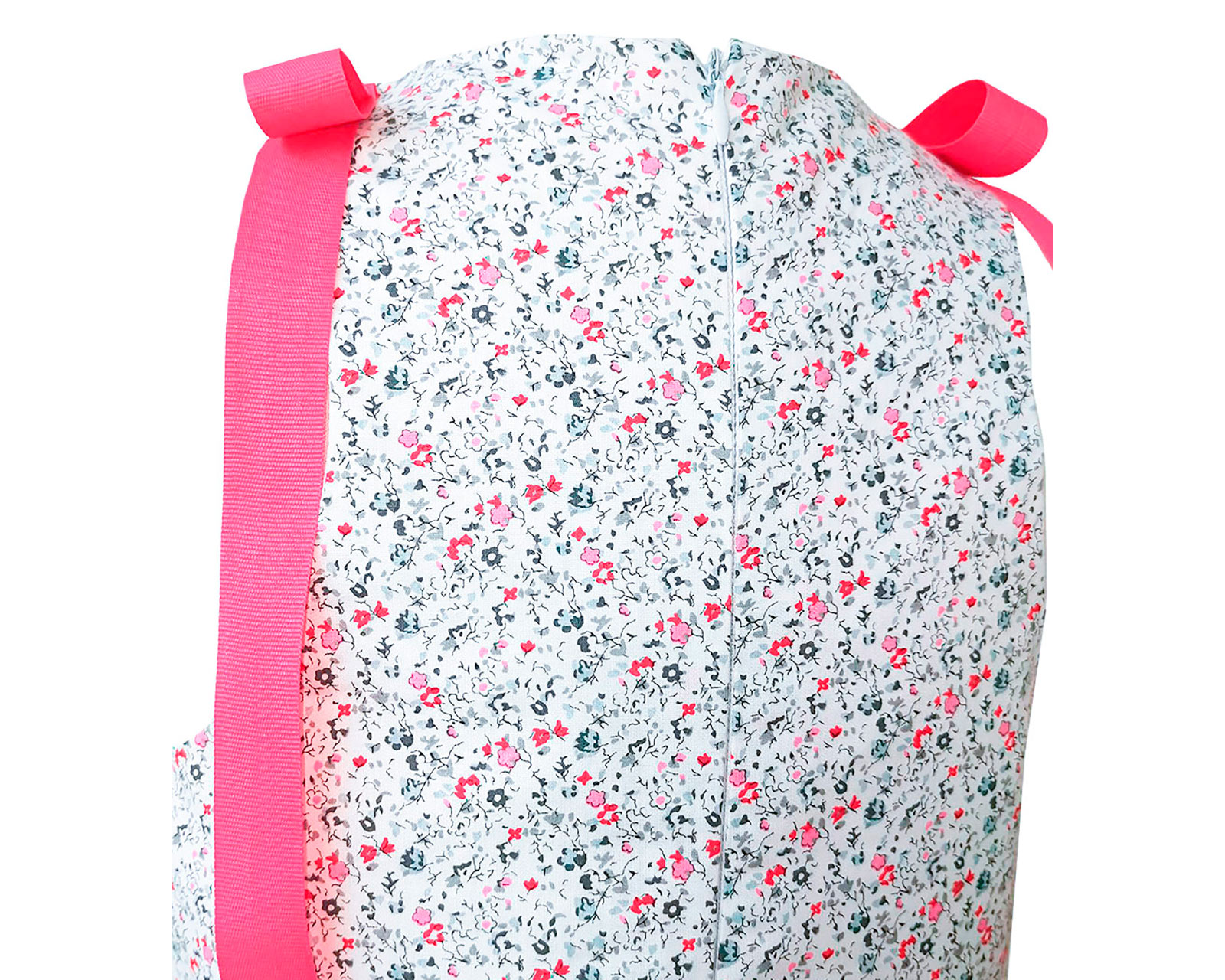 Foto 4 pulgar | Vestido Para Niña Carana En Color Blanco Con Mini Flores, Sin Mangas, Lineas A Con Adornos De Listones En Hombros