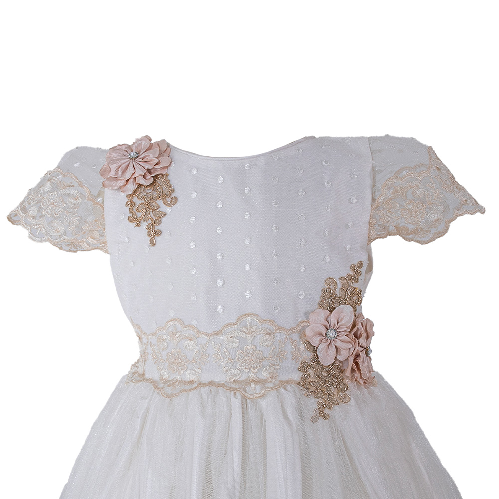 Foto 2 | Vestido De Primera Comunión Mimalui Trigo Talla 10 Ivory Nude Con Decoraciones Hechas A Mano Y Encaje En Talle