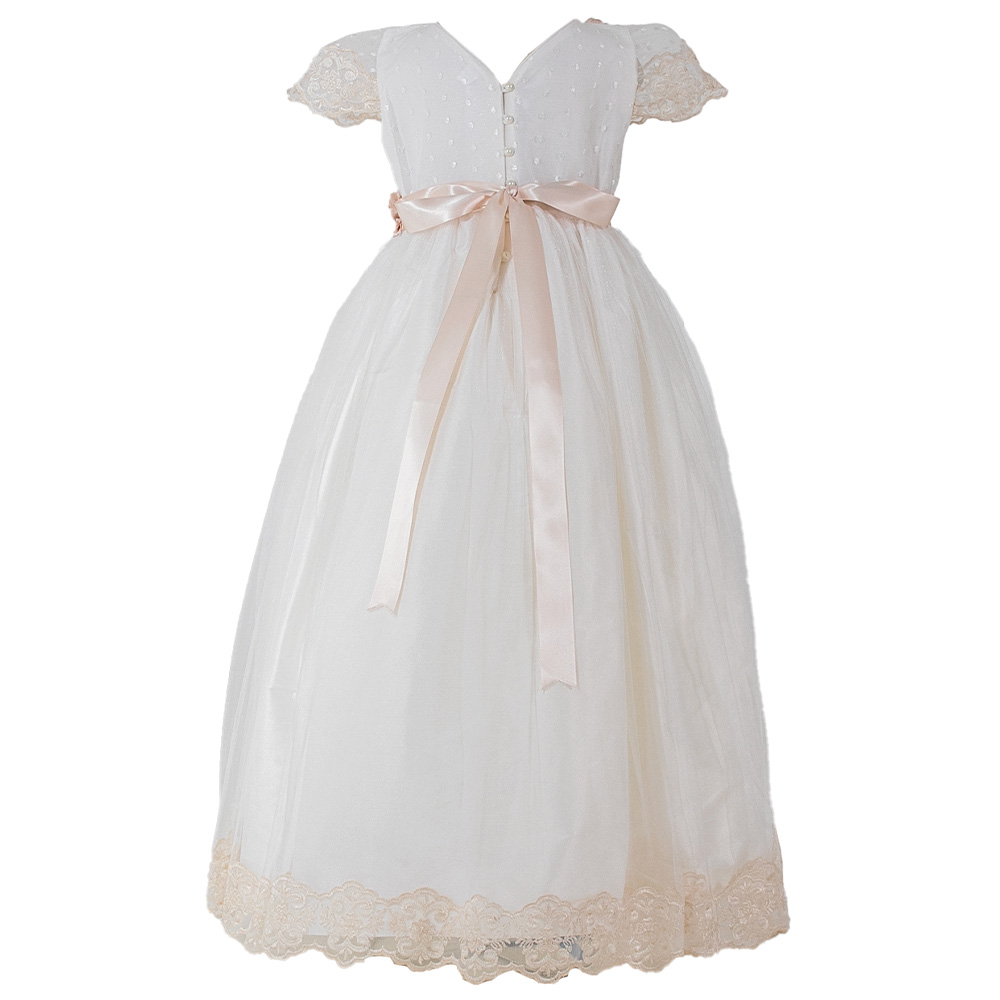 Foto 4 pulgar | Vestido De Primera Comunión Mimalui Trigo Talla 10 Ivory Nude Con Decoraciones Hechas A Mano Y Encaje En Talle