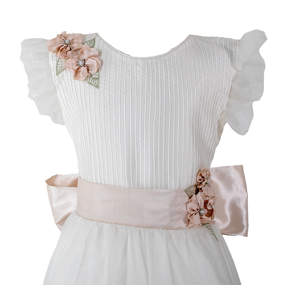 Foto 2 | Vestido De Primera Comunión Mimalui Vainilla Talla 12 Ivory Nude Con Decoraciones Hechas A Mano Y Alforzas En Talle