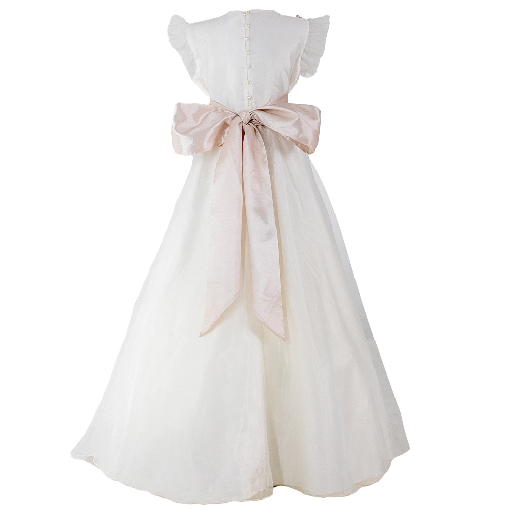 Foto 4 pulgar | Vestido De Primera Comunión Mimalui Vainilla Talla 12 Ivory Nude Con Decoraciones Hechas A Mano Y Alforzas En Talle