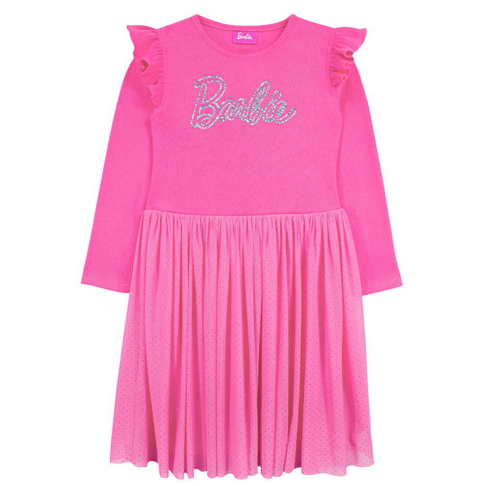 Foto 2 pulgar | Vestido con Manga Larga Barbie Rosa para Niña