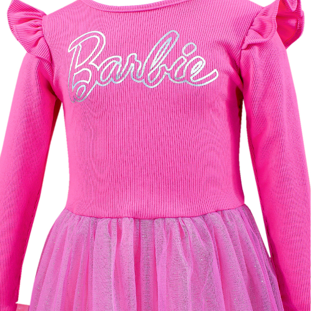 Foto 6 pulgar | Vestido con Manga Larga Barbie Rosa para Niña