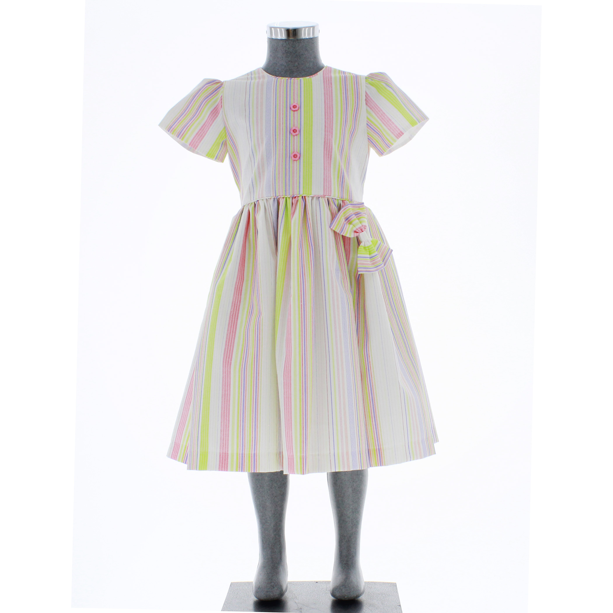 Vestido Niña Blanco 3570 Chicos Olé a rayas