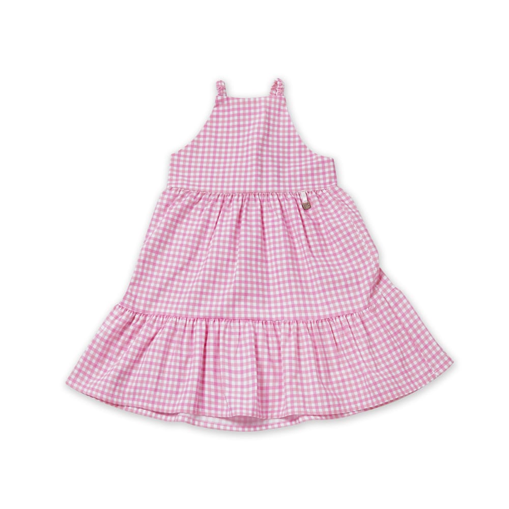 Foto 2 pulgar | Vestido Coqueta Para Niña De Algodón Rosa Con Cuadros Vichy