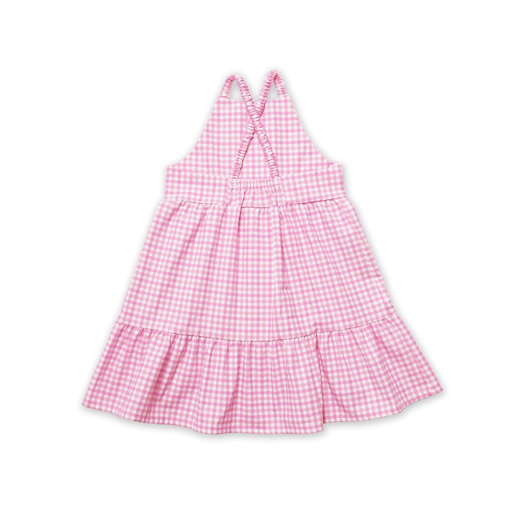 Foto 3 pulgar | Vestido Coqueta Para Niña De Algodón Rosa Con Cuadros Vichy