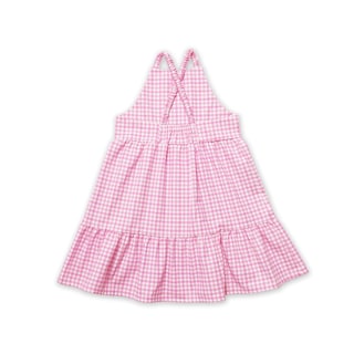 Foto 2 | Vestido Coqueta Para Niña De Algodón Rosa Con Cuadros Vichy