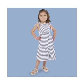 Foto 1 | Vestido Coqueta Para Niña De Algodón En Azul Blanco Con Tirantes