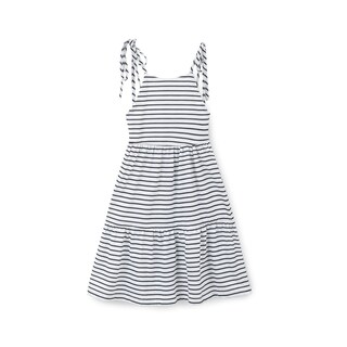 Foto 2 | Vestido Coqueta Para Niña De Algodón En Azul Blanco Con Tirantes