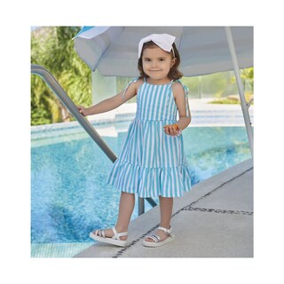 Foto 1 | Vestido Coqueta Para Niña De Algodón Azul Con Tirantes Ajustables