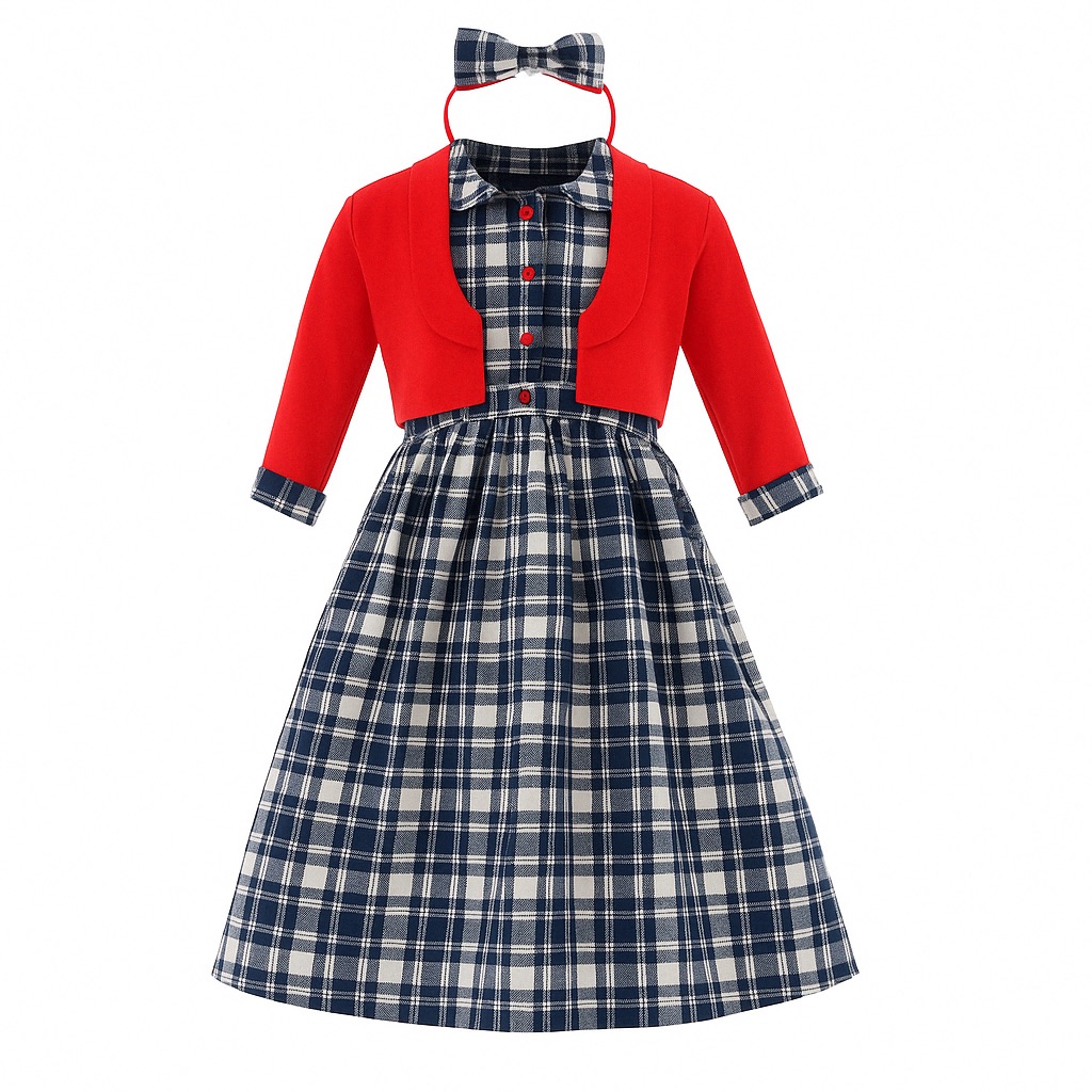 Foto 2 pulgar | Vestido Para Niña Chicos Olé 3647 Azul De Cuadros