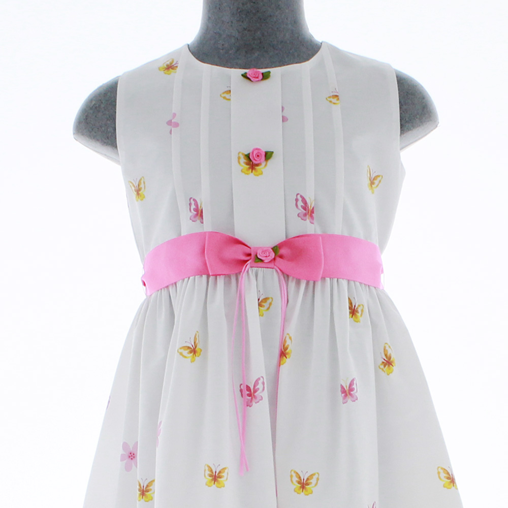 Foto 5 pulgar | Vestido Para Niña Chicos Olé 3574 Blanco Con Mariposas Y Flores