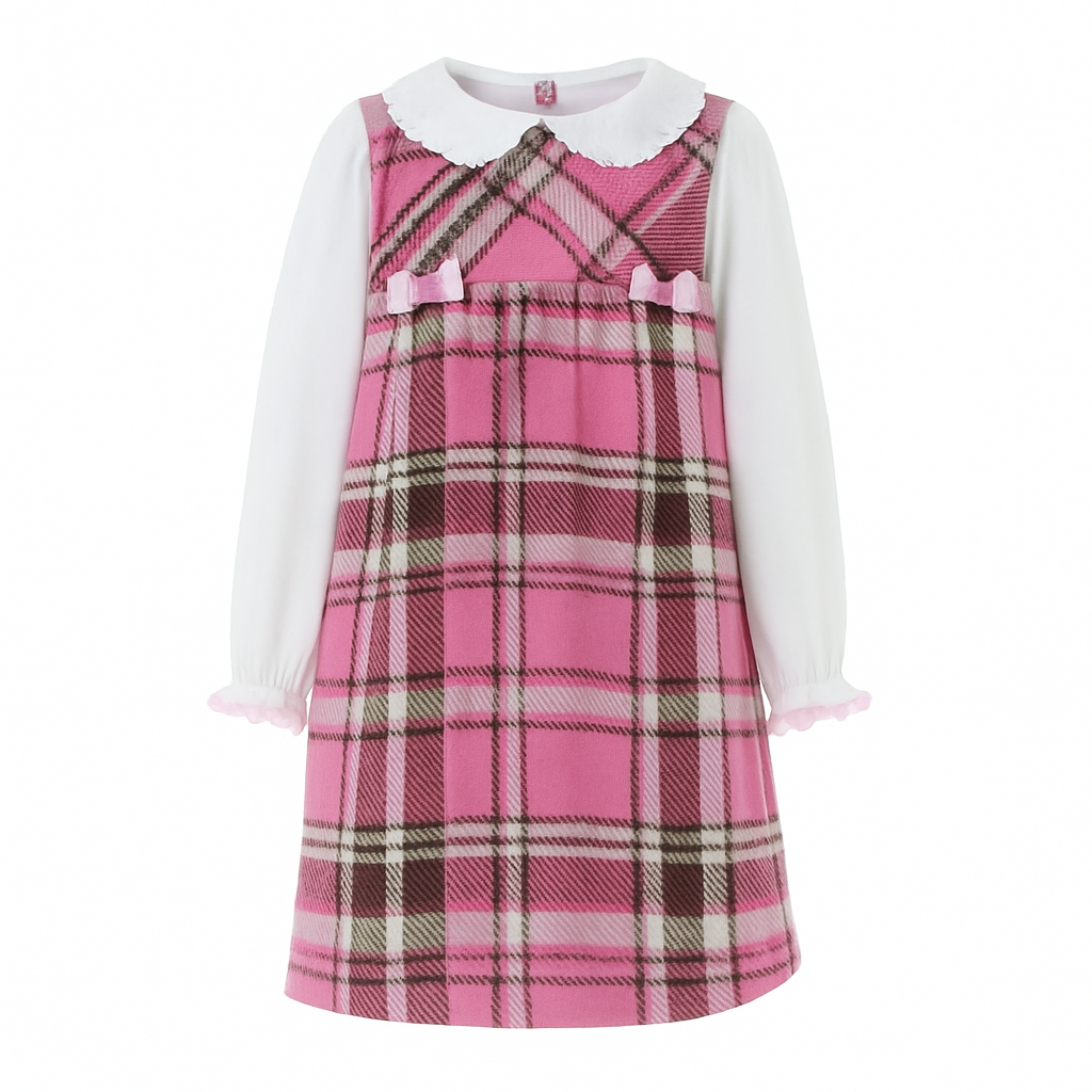 Foto 1 | Vestido Para Niña Chicos Olé 3728 Rosa De Cuadros
