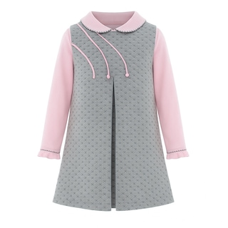 Foto 1 | Vestido Para Niña Chicos Olé 3699 Gris Y Rosa Manga Larga