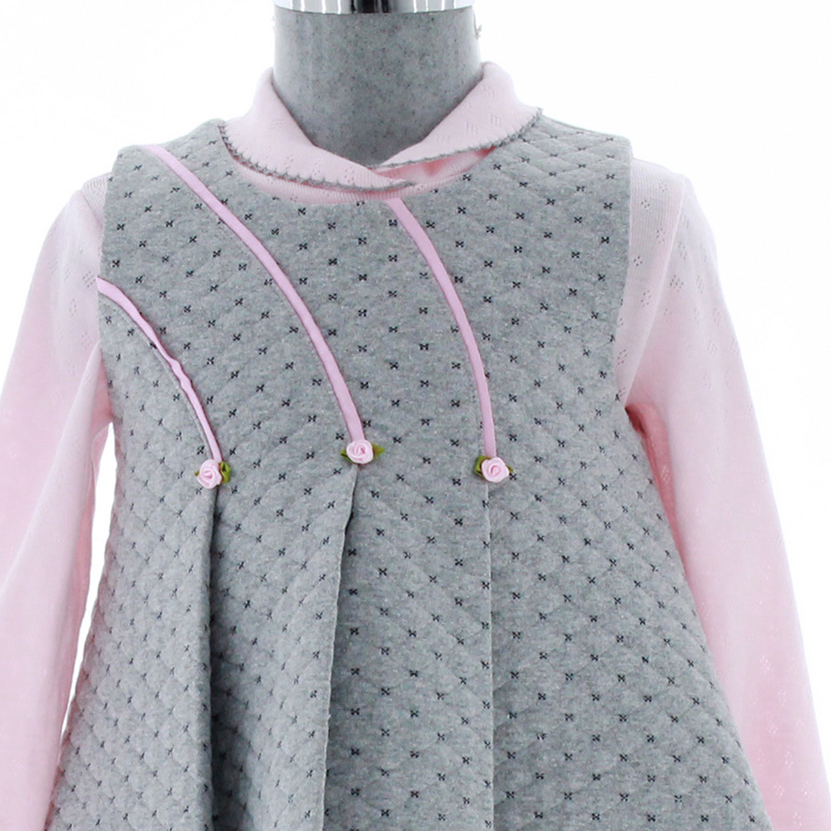 Foto 3 pulgar | Vestido Para Niña Chicos Olé 3699 Gris Y Rosa Manga Larga