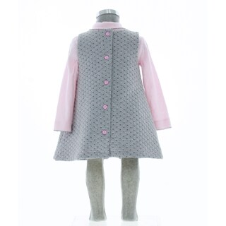 Foto 3 | Vestido Para Niña Chicos Olé 3699 Gris Y Rosa Manga Larga