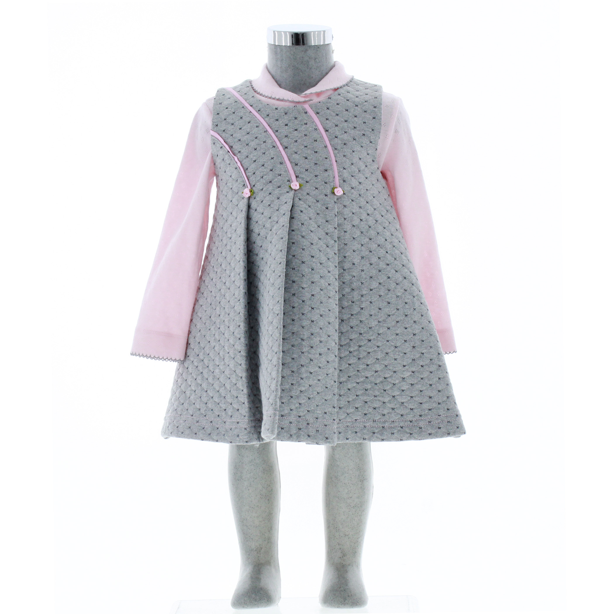 Foto 5 pulgar | Vestido Para Niña Chicos Olé 3699 Gris Y Rosa Manga Larga