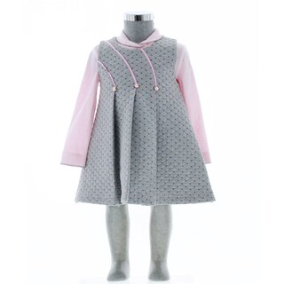 Foto 4 | Vestido Para Niña Chicos Olé 3699 Gris Y Rosa Manga Larga