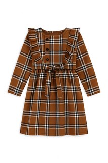 Foto 1 | Vestido Para Niña Chicos Olé 3637 Café De Cuadros Manga Larga