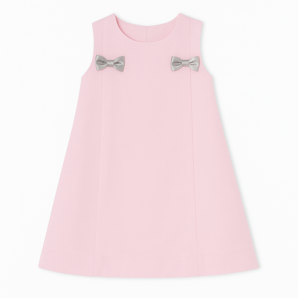 Foto 2 pulgar | Vestido Para Niña Chicos Olé 2888 Rosa Sin Manga Con Moños