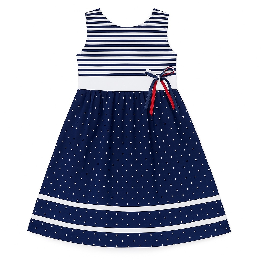Vestido Para Niña Chicos Olé 2941 Azul Sin Mangas $649