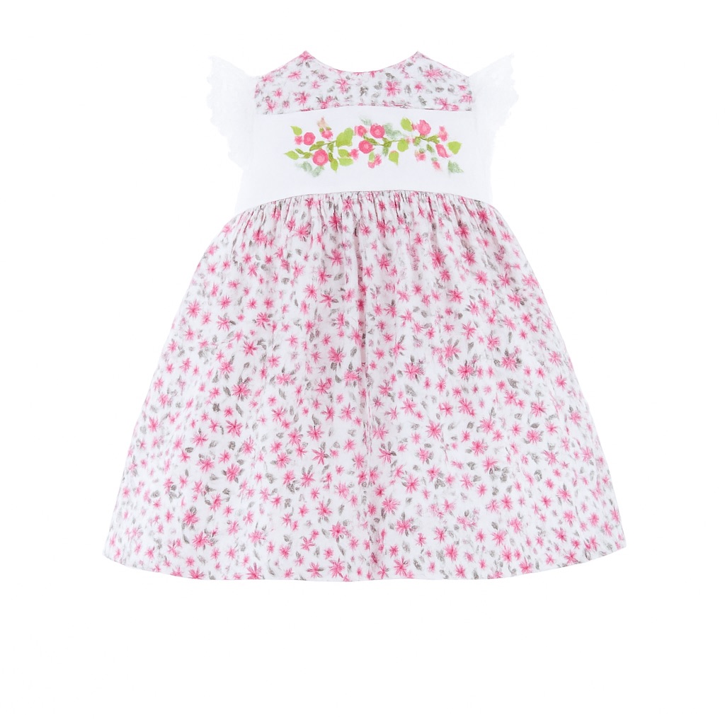 Foto 2 pulgar | Vestido Para Niña Chicos Olé 2838 Blanco Con Flores Rosas