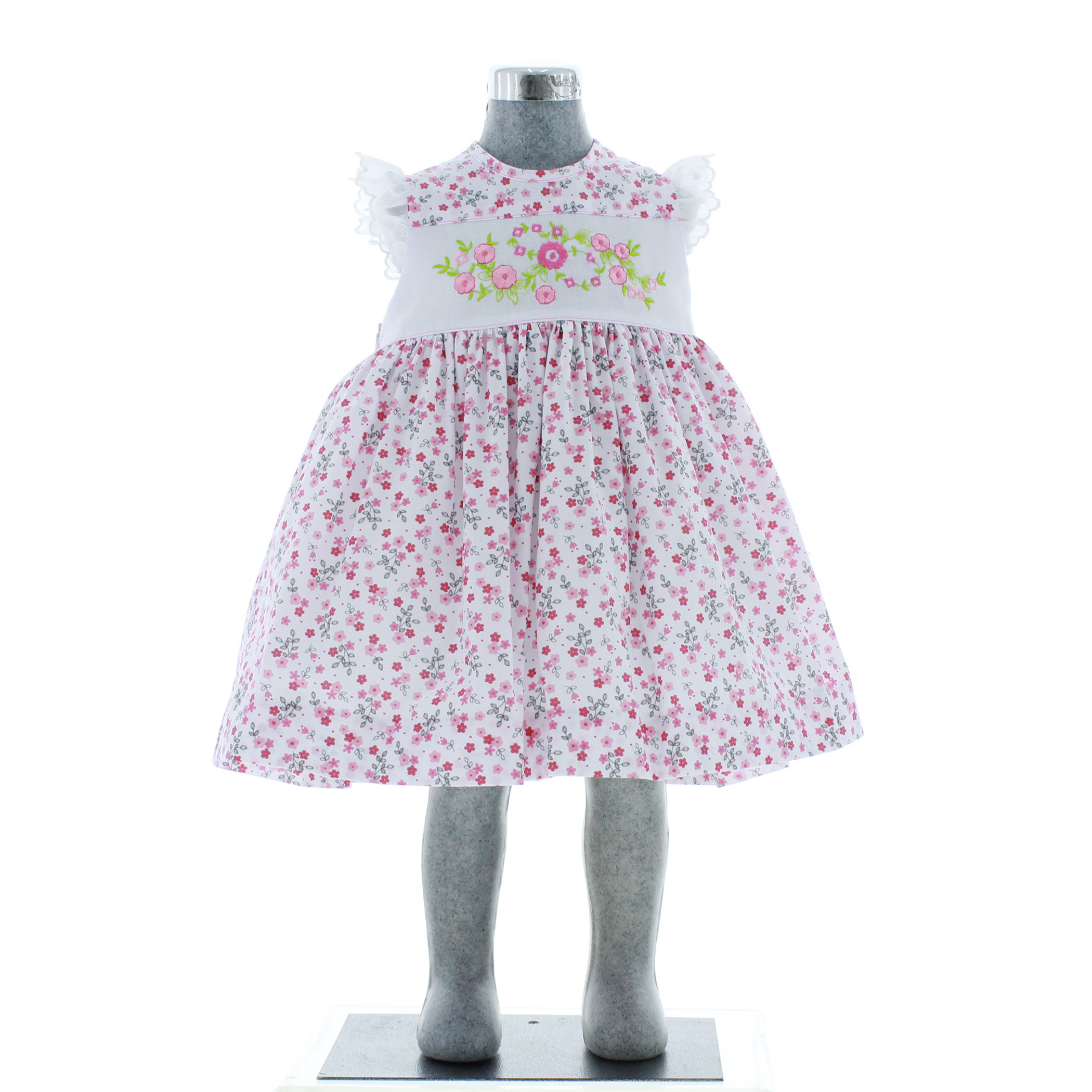 Foto 3 pulgar | Vestido Para Niña Chicos Olé 2838 Blanco Con Flores Rosas