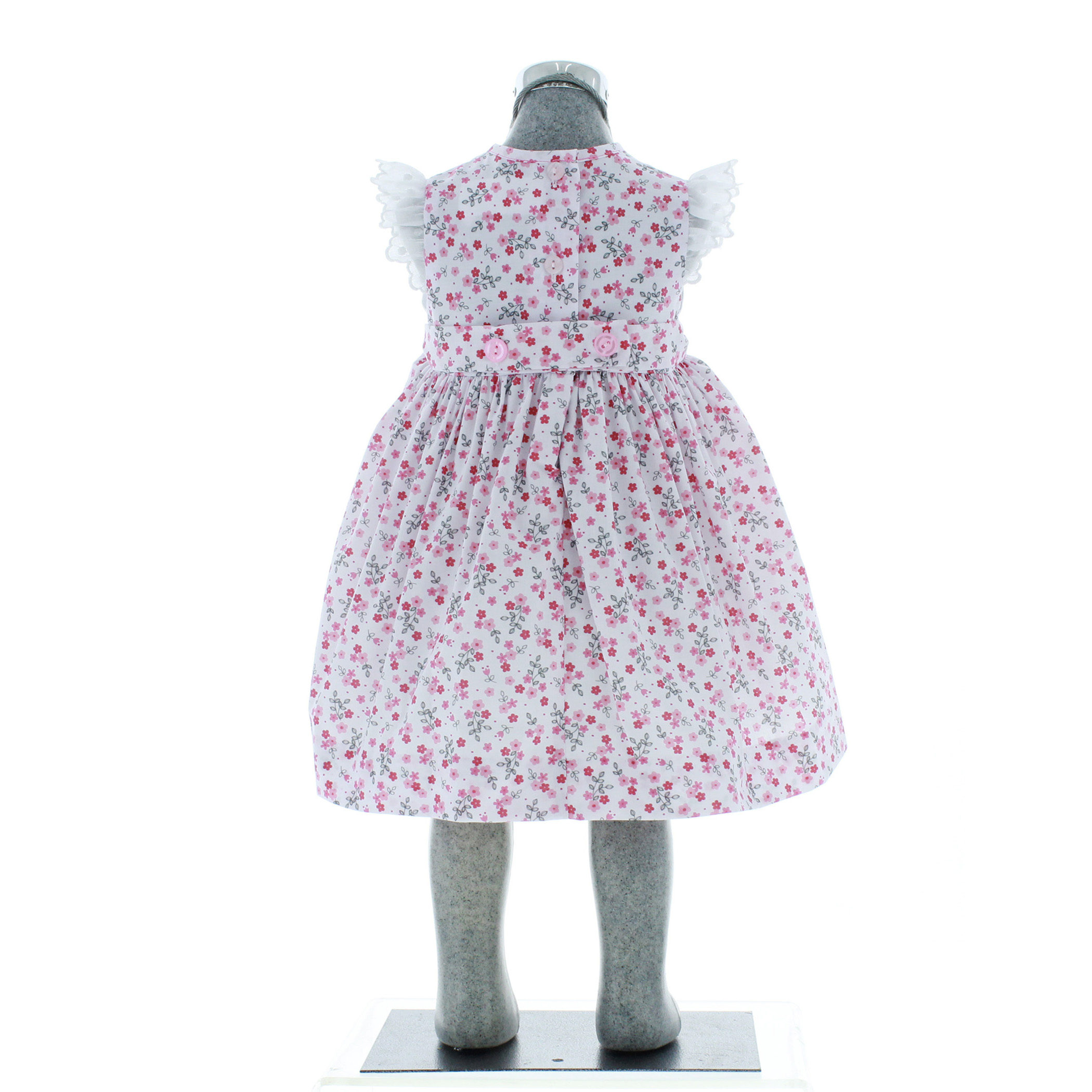 Foto 4 pulgar | Vestido Para Niña Chicos Olé 2838 Blanco Con Flores Rosas