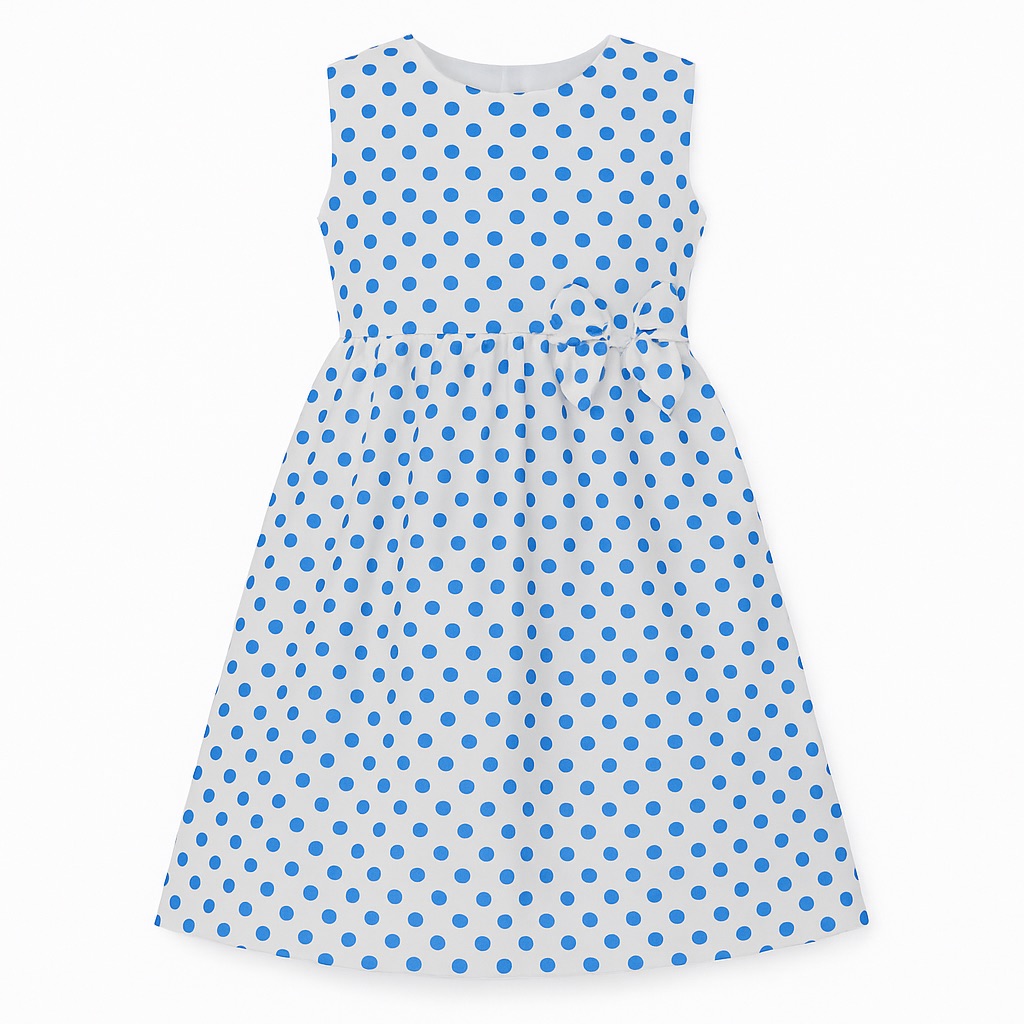 Foto 2 pulgar | Vestido Para Niña Chicos Olé 3006 Blanco Con Puntos Azules