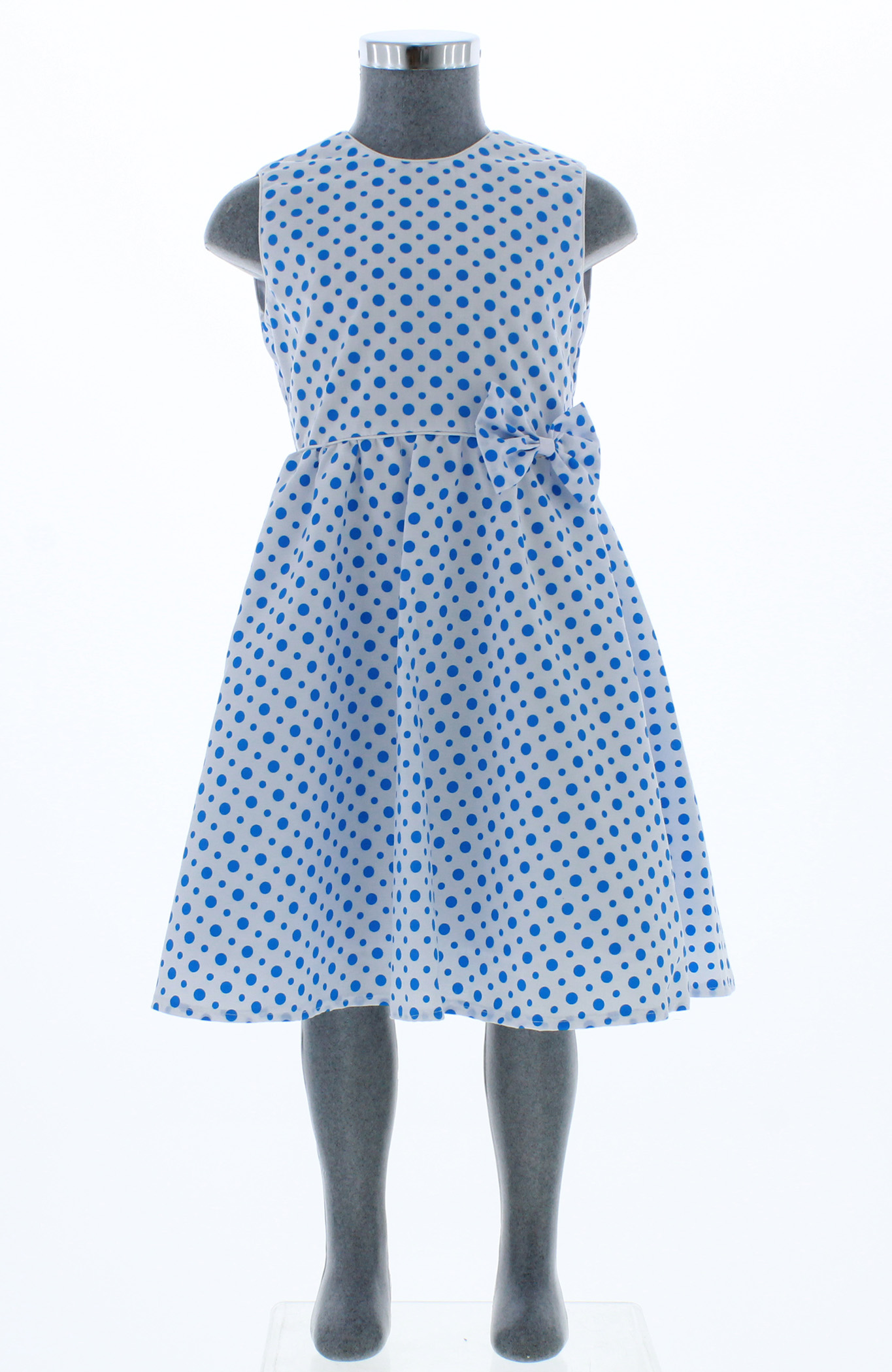 Foto 3 pulgar | Vestido Para Niña Chicos Olé 3006 Blanco Con Puntos Azules