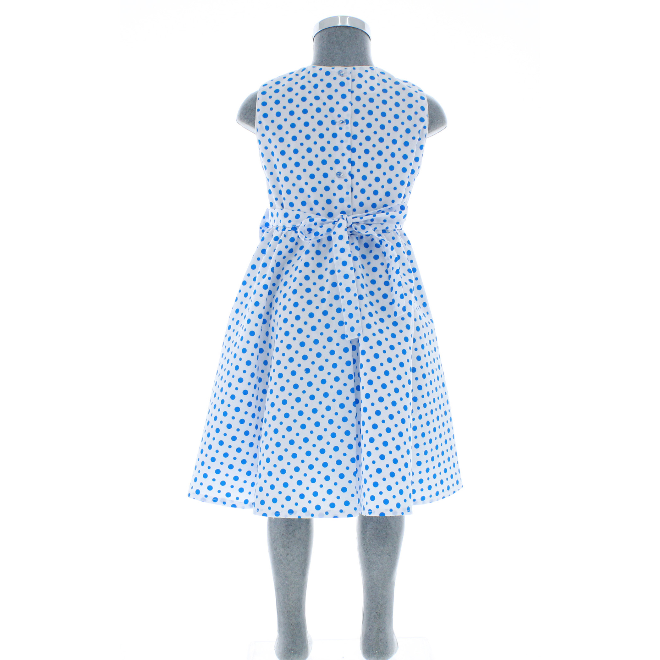 Foto 4 pulgar | Vestido Para Niña Chicos Olé 3006 Blanco Con Puntos Azules