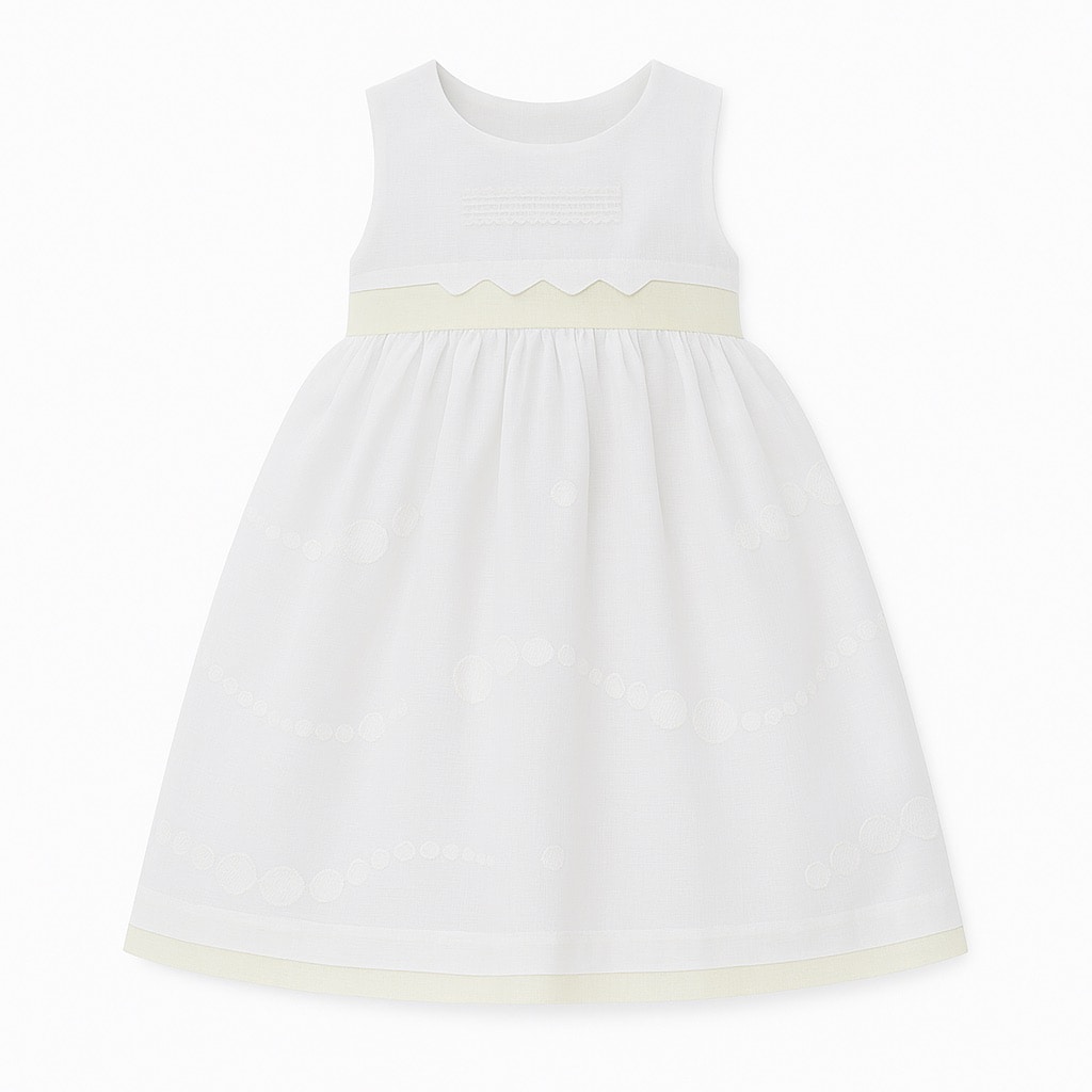 Vestido Para Niña Chicos Olé 2944 Blanco Sin Mangas $599