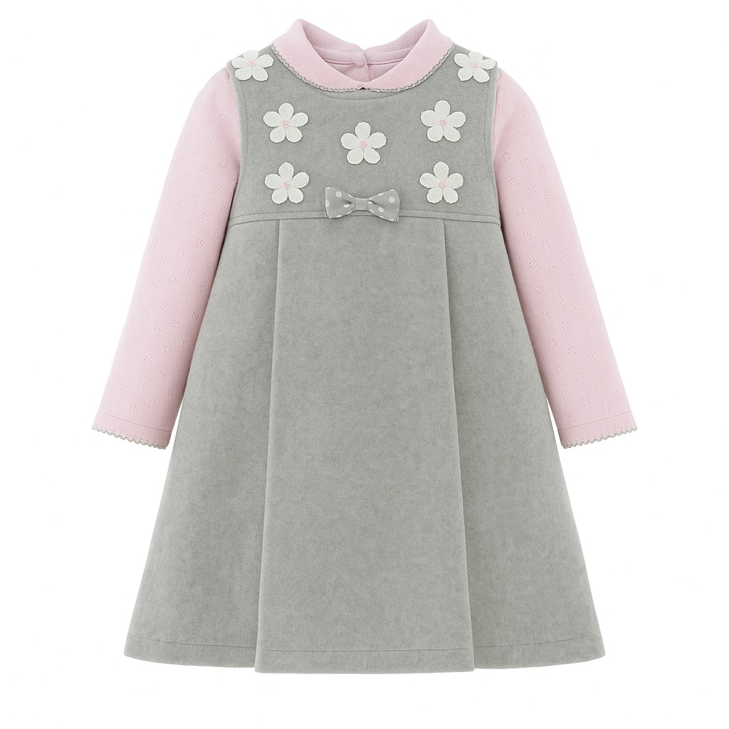 Foto 2 pulgar | Vestido Para Niña Chicos Olé 3229 Gris Manga Larga