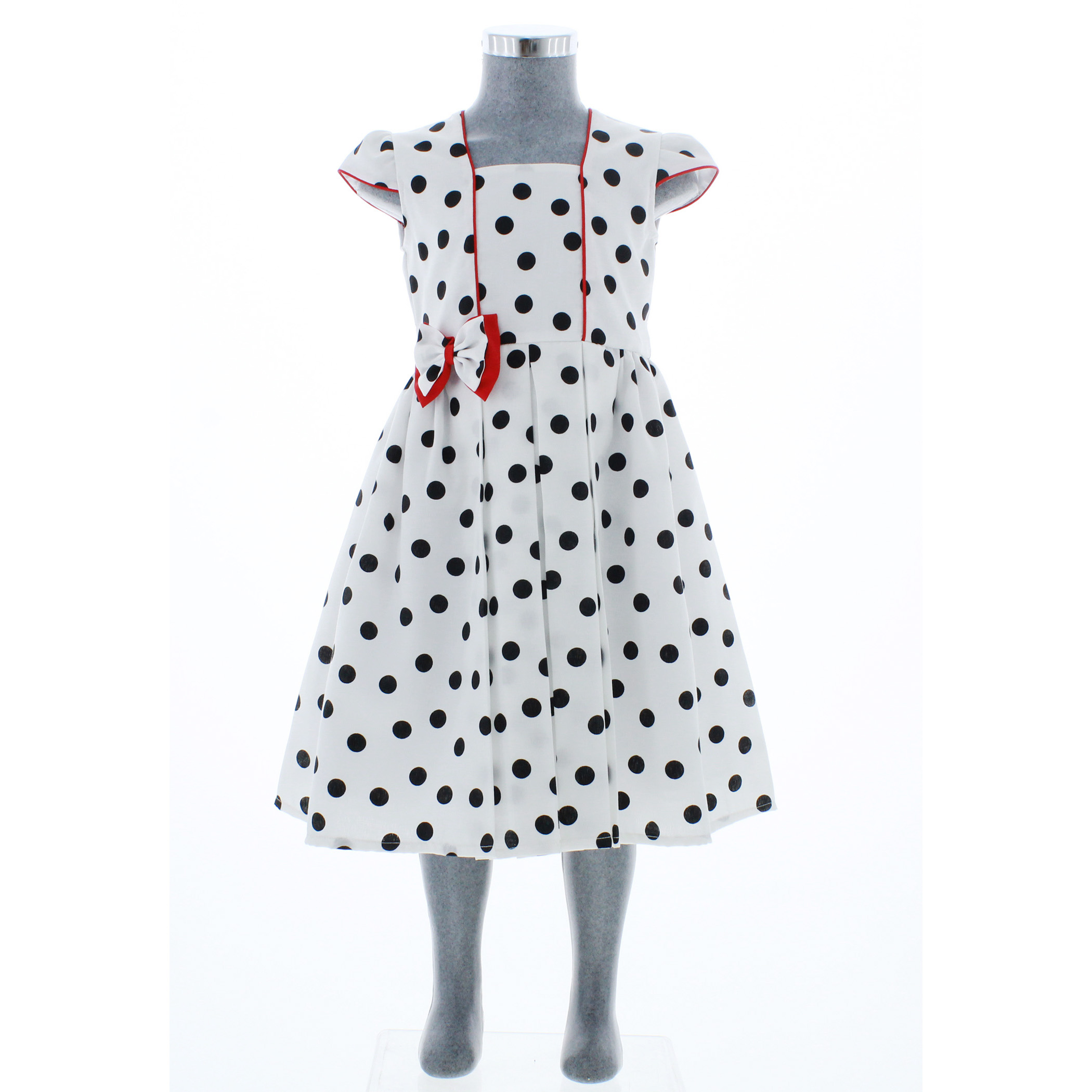 Foto 3 pulgar | Vestido Para Niña Chicos Olé 2965 Blanco Con Puntos Negros Elegant
